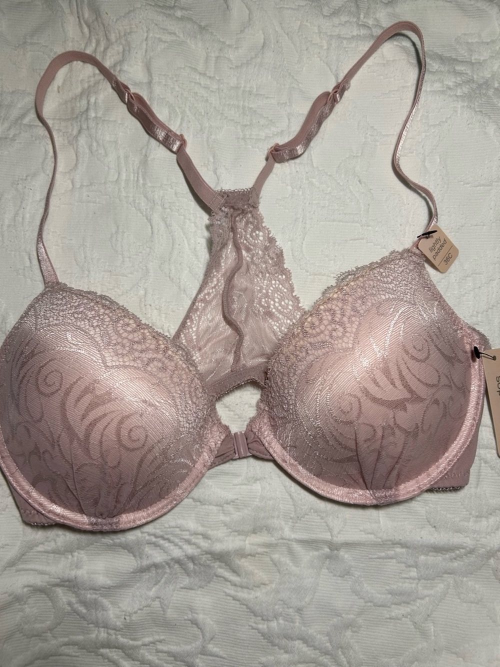Racerback Lace Push-Up Bra - Blush Pink